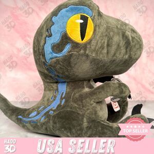 NEW 14” Inch Jurassic Park World blue Raptor Plush Licensed Round 1 Doll Toy